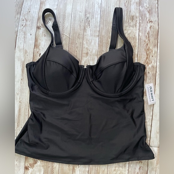 🆕 Old Navy Women's Underwire Tankini Swim Top Black Large 12-14 - Picture 9 of 16